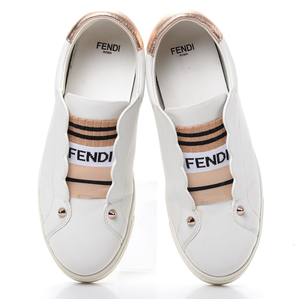 Fendi Vitello Lurex Rockoclick Slip On Sneakers